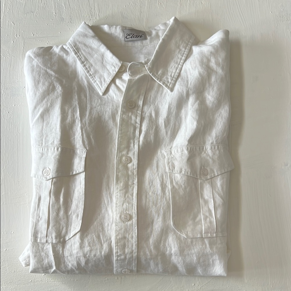 Elan White Casual Button Down Shirt